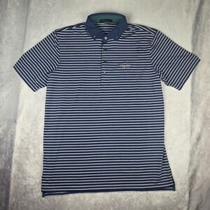 Greyson Polo Shirt Mens Large Navy Blue Striped Golf Performance Whisper Rock